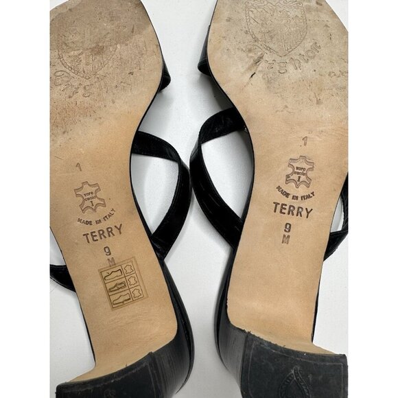 Brighton Women's Terry Black Croc Leather Slide Sandals Size 9 - Picture 10 of 11